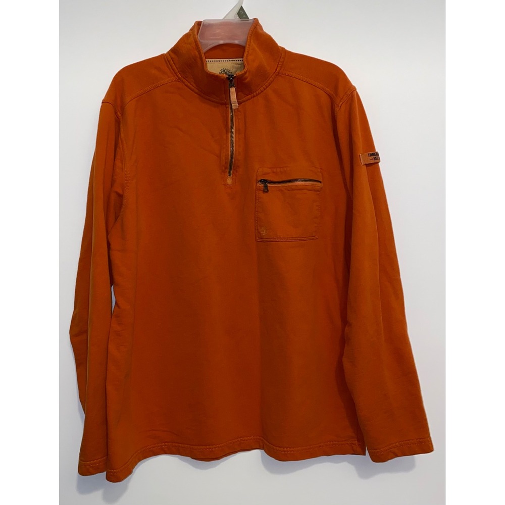 Timberland Mens Burnt Orange 100% Cotton Quarter Zip Pullover Sweater Size Large